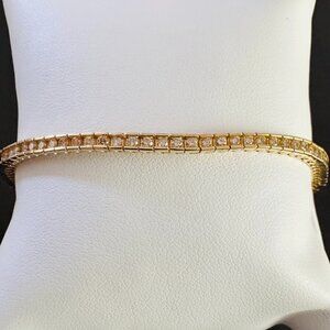 14K Yellow Gold and Diamonds Tennis Bracelet Box Channel set